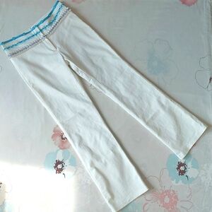Maje white medium rise straight leg pants